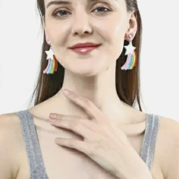 Earrings Mirror Shooting Star Rainbow (bib 2 A) - Picture 3 of 8